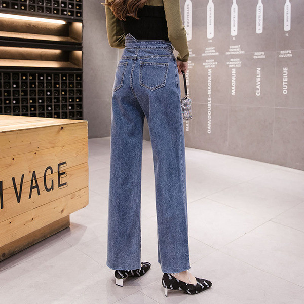 Sieviešu ikdienas garie džinsi ar kabatām un augstu vidukli