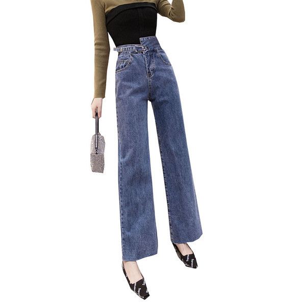 Sieviešu ikdienas garie džinsi ar kabatām un augstu vidukli