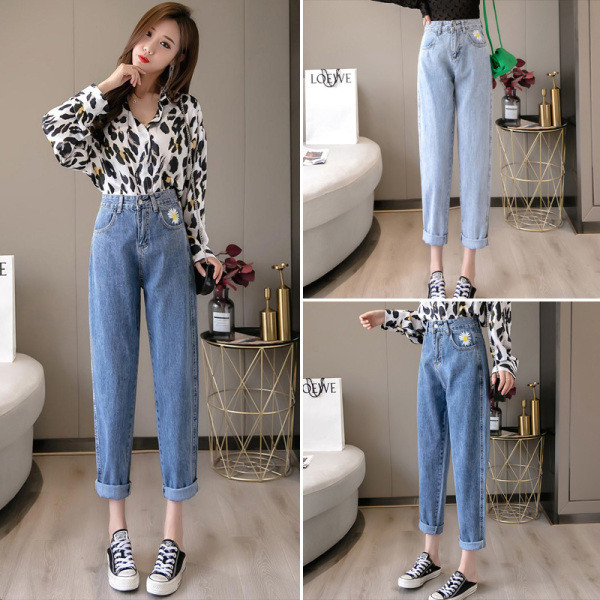 Új modell női farmer hímzéssel és magas derékkal - egyenes modell