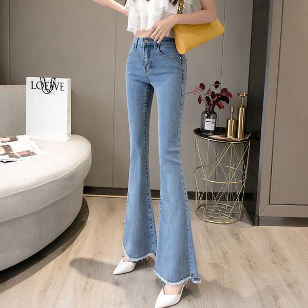 Naujo modelio moteriški džinsai aukštu juosmeniu Charleston tipo