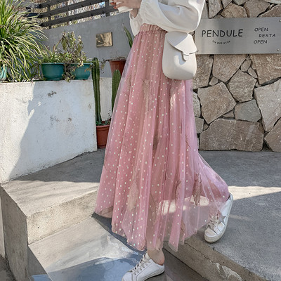 Naujo modelio moteriškas sijonas su siuvinėjimu ir blizgiu efektu