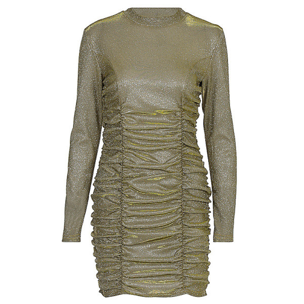 Modern női rövid ruha Vékony modell hosszú ujjal és magas gallérral