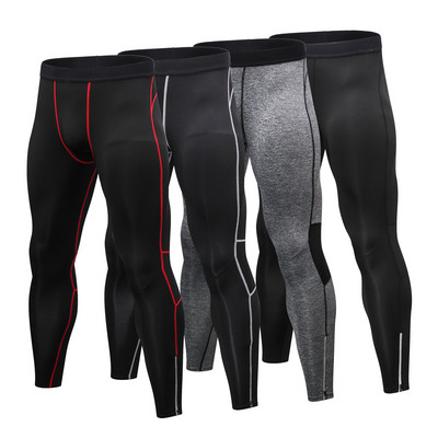 Sports men`s leggings made of elastic and quick-drying fabric suitable for training