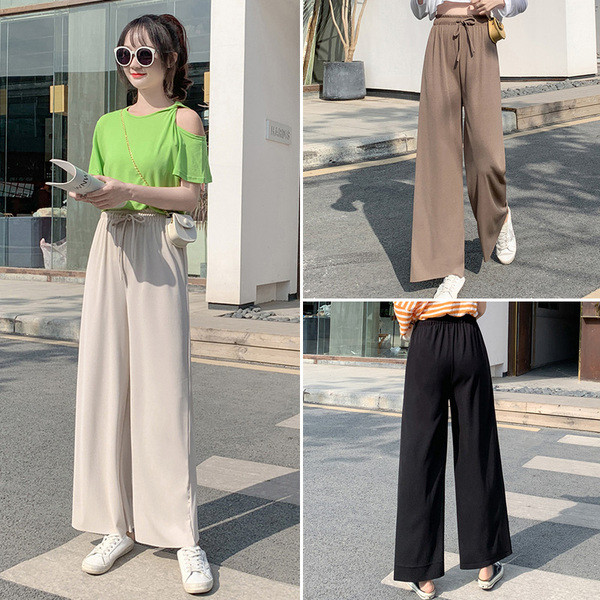 Ikdienas sieviešu bikses ar mežģīnēm - plats modelis