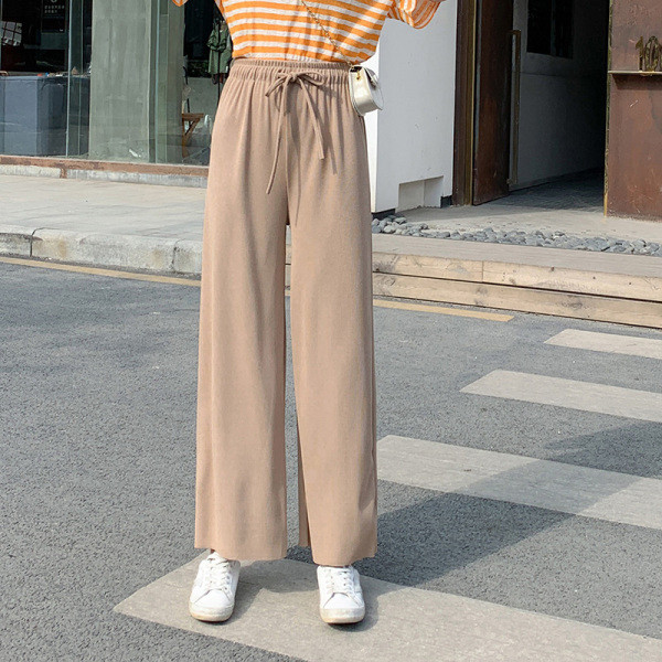 Ikdienas sieviešu bikses ar mežģīnēm - plats modelis