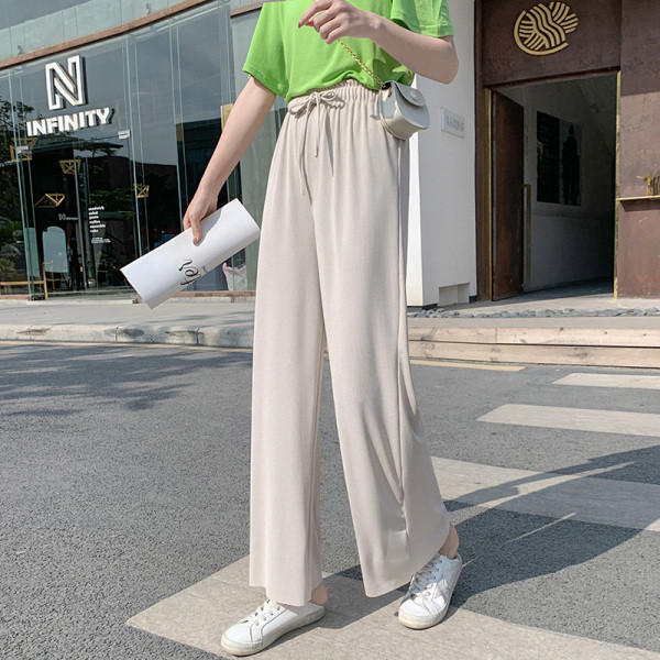 Ikdienas sieviešu bikses ar mežģīnēm - plats modelis