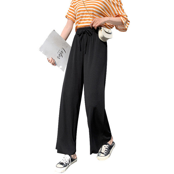 Ikdienas sieviešu bikses ar mežģīnēm - plats modelis