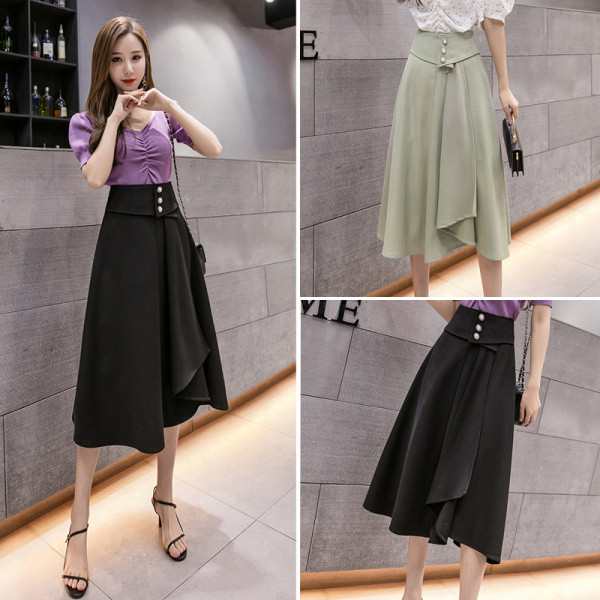 Sieviešu asimetrisks svārki ar augstu vidukli - A-līnija