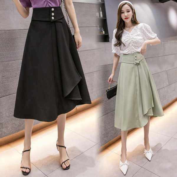 Sieviešu asimetrisks svārki ar augstu vidukli - A-līnija