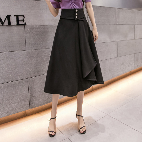 Sieviešu asimetrisks svārki ar augstu vidukli - A-līnija