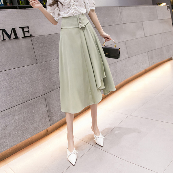 Sieviešu asimetrisks svārki ar augstu vidukli - A-līnija