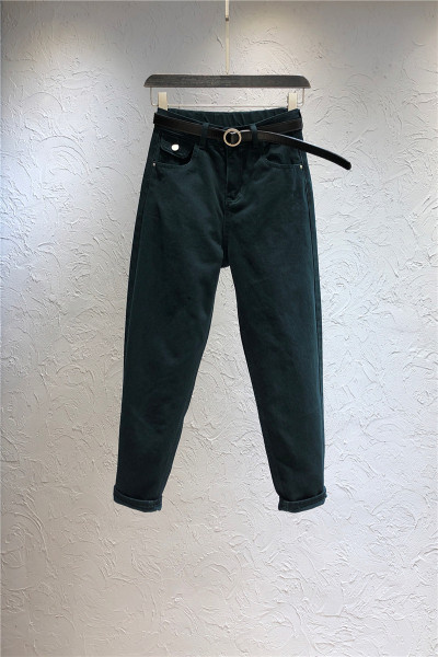 Moteriški laisvalaikio ilgi džinsai su kišenėmis ir aukštu juosmeniu