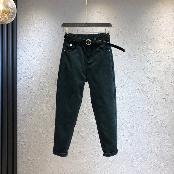 Moteriški laisvalaikio ilgi džinsai su kišenėmis ir aukštu juosmeniu