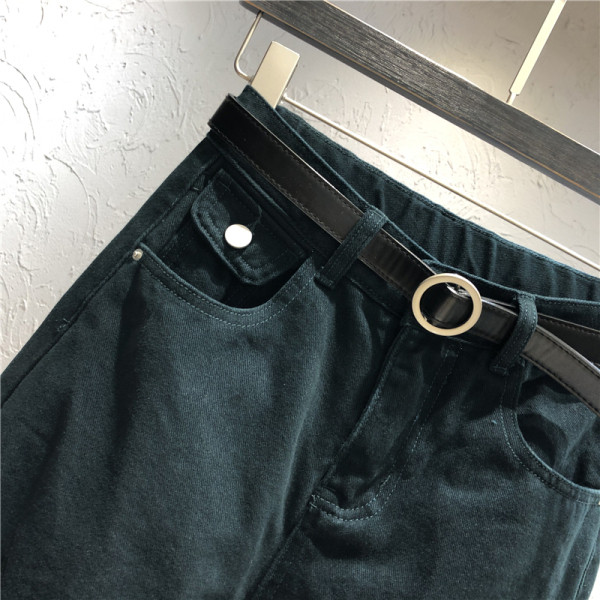 Moteriški laisvalaikio ilgi džinsai su kišenėmis ir aukštu juosmeniu