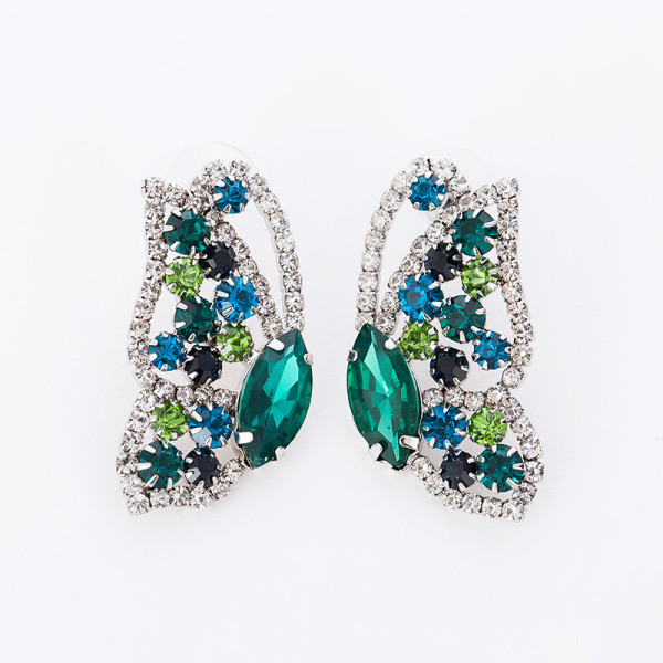 Cercei eleganti de dama cu pietre colorate in forma de fluture