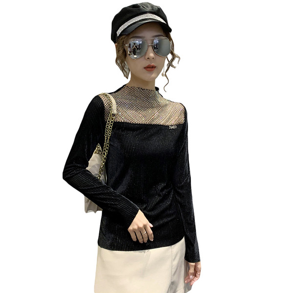 Modern női blúz félmagas gallérral illeszkedő modellel