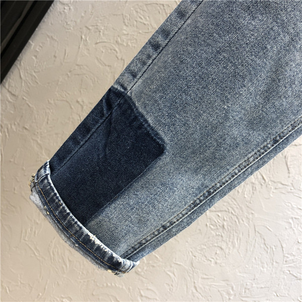 Modern női hosszú farmernadrág derékrészben gumival