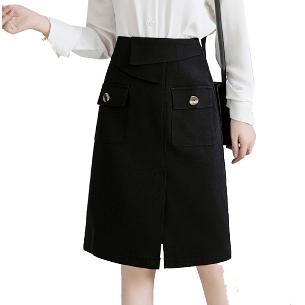 Elegantne kõrge vöökoha ja lõhikuga naiste seelik