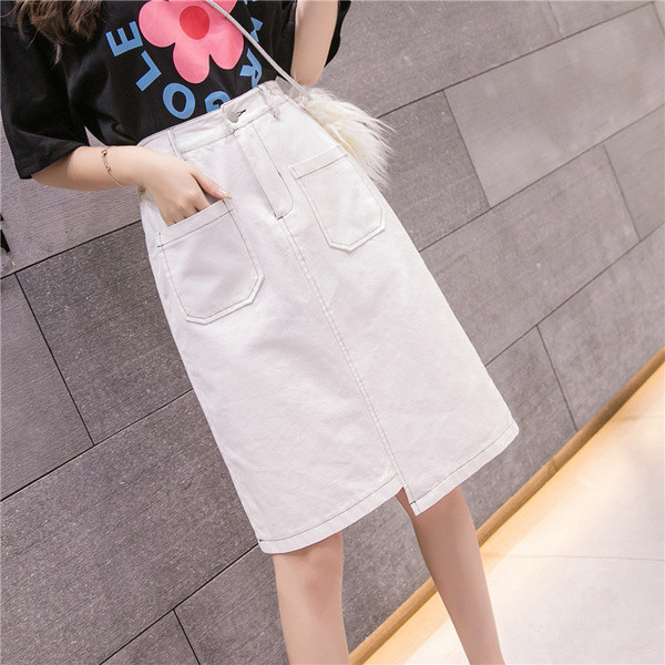 Alkalmi női szoknya zsebekkel - aszimmetrikus modell