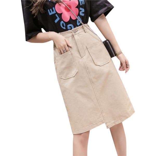 Alkalmi női szoknya zsebekkel - aszimmetrikus modell
