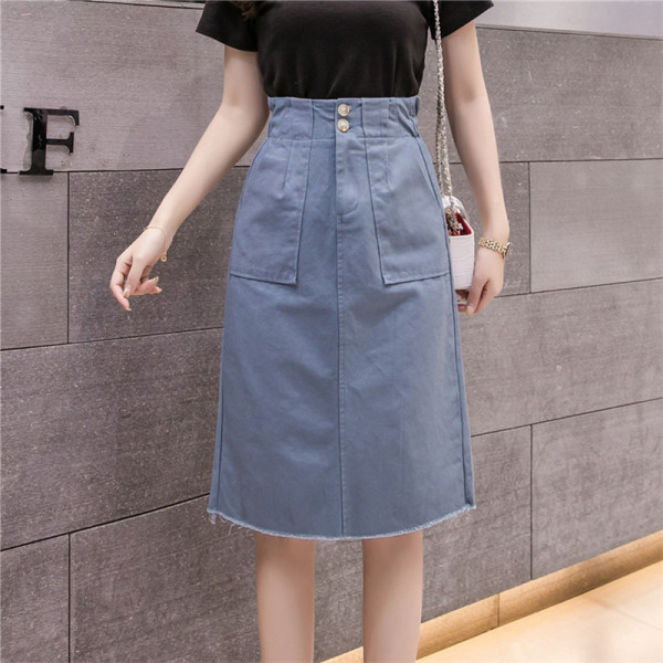 Modern női szoknya magas derékkal és zsebekkel - A vonalú