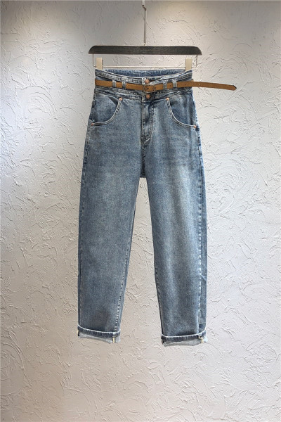 Sieviešu ikdienas džinsi ar kabatu un augstu vidukli