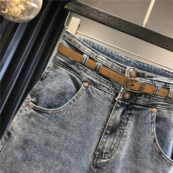Sieviešu ikdienas džinsi ar kabatu un augstu vidukli