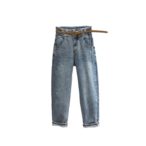 Sieviešu ikdienas džinsi ar kabatu un augstu vidukli