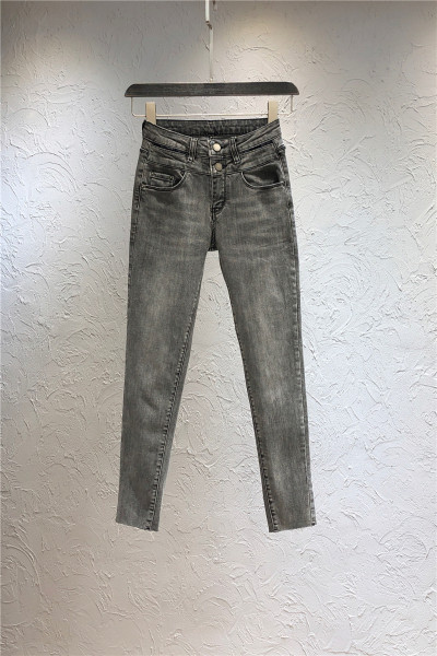 Modern női farmer szürke színben, magas derékkal