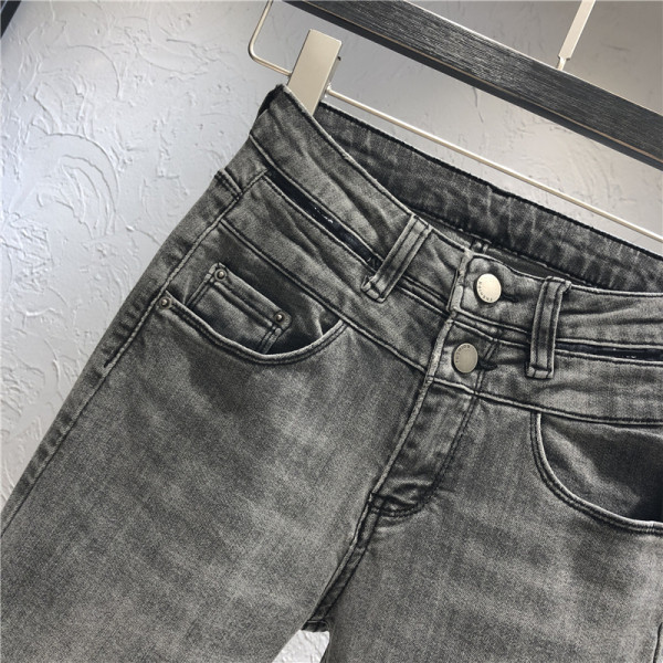 Modern női farmer szürke színben, magas derékkal