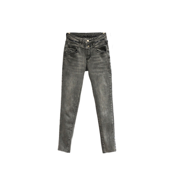 Modern női farmer szürke színben, magas derékkal