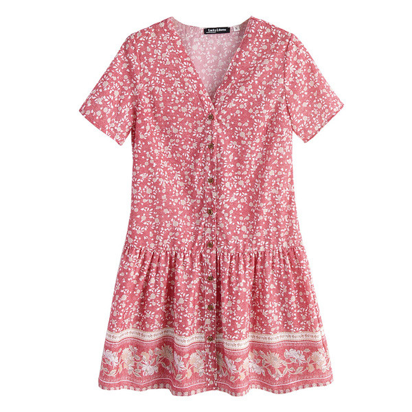 Jauna modeļa vasaras ikdienas kleita ar pogām