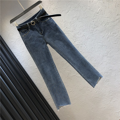 Blugi casual de dama cu buzunare si talie inalta