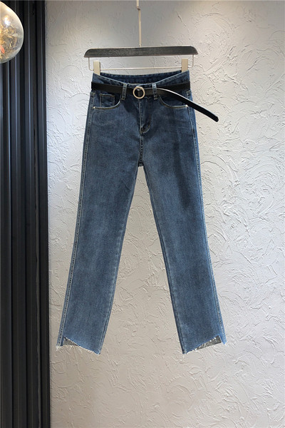 Blugi casual de dama cu buzunare si talie inalta