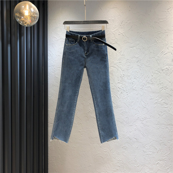 Blugi casual de dama cu buzunare si talie inalta