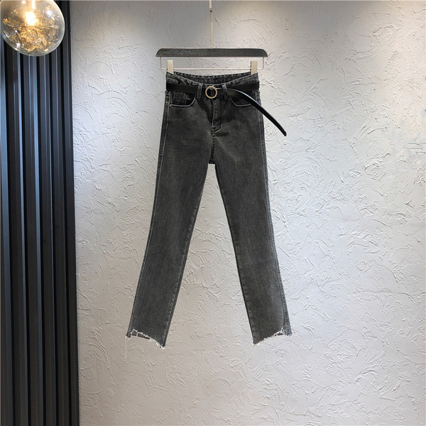 Blugi casual de dama cu buzunare si talie inalta