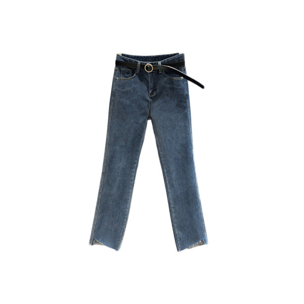 Blugi casual de dama cu buzunare si talie inalta