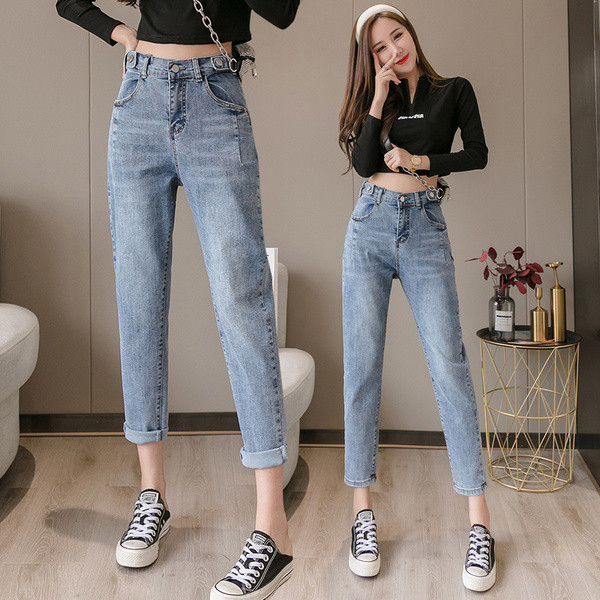 Női alkalmi farmer, magas derékú, egyenes modellel