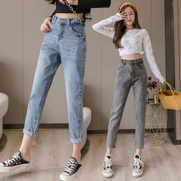 Női alkalmi farmer, magas derékú, egyenes modellel