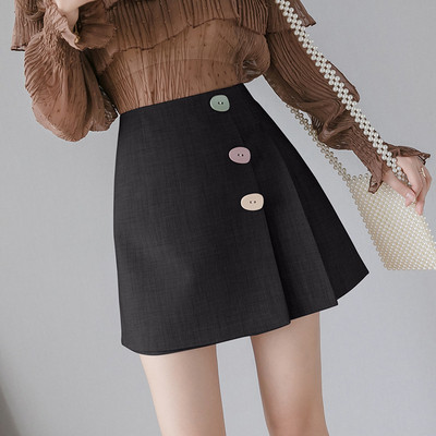 Naujo modelio moteriškas trumpas sijonas su sagomis -A linijos