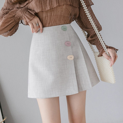 Naujo modelio moteriškas trumpas sijonas su sagomis -A linijos