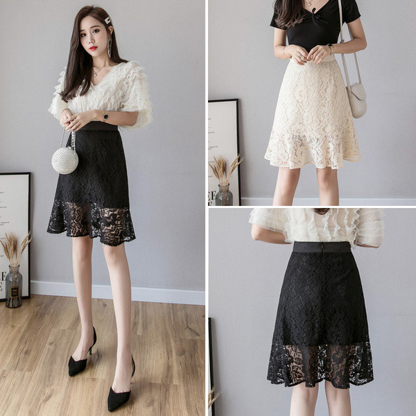 Uue mudeli kõrge vöökohaga naiste pitsseelik – lõikega mudel