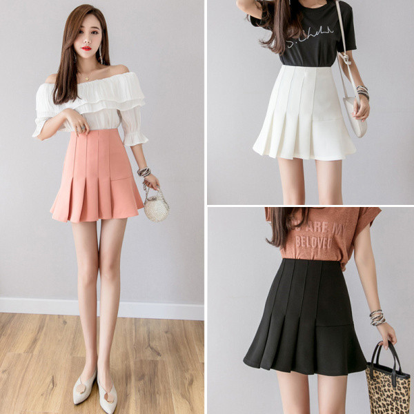 Fusta de dama moderna plisata cu talie inalta - potrivita pentru primavara si vara