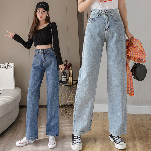 Široki model ženskih traperica visokog struka