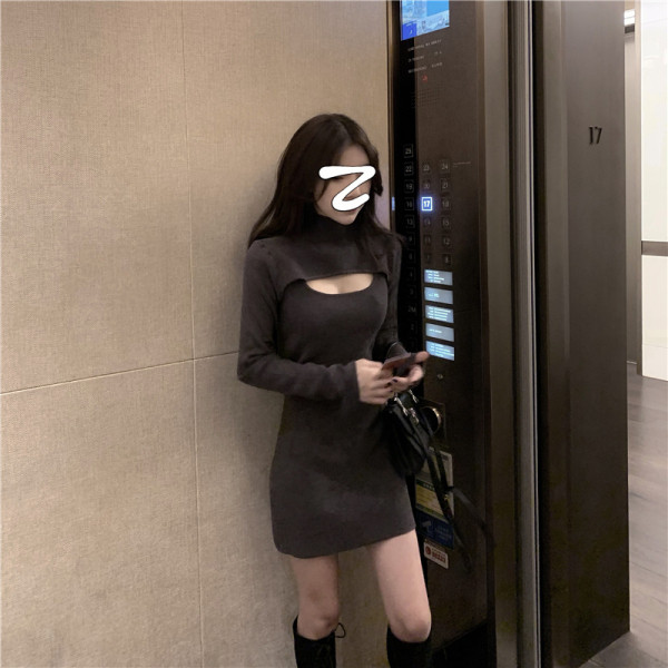 Naiste lühike pikkade varrukatega kleit liibuv mudel