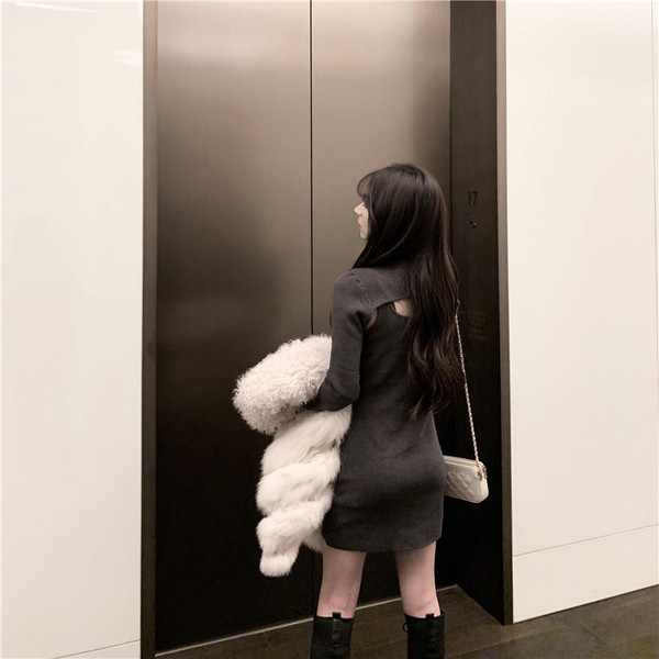 Naiste lühike pikkade varrukatega kleit liibuv mudel