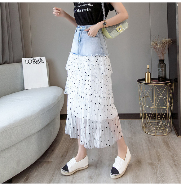 Sieviešu aktuāli gari svārki ar tillu un augstu vidukli