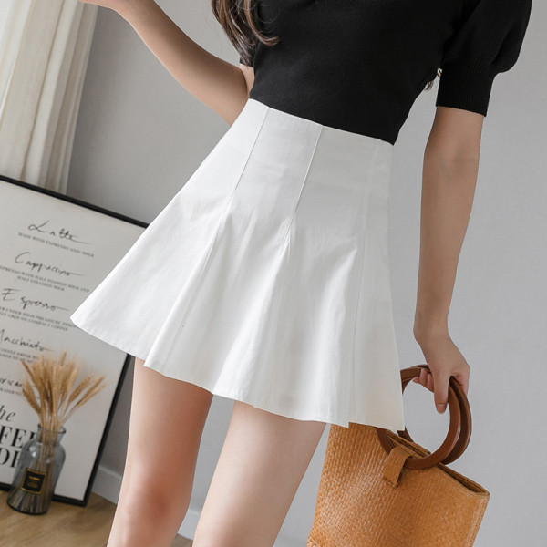 Trumpas moteriškas laisvalaikio sijonas aukštu juosmeniu