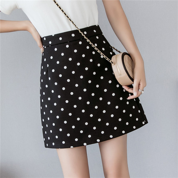 Fusta de dama moderna cu talie inalta cu puncte