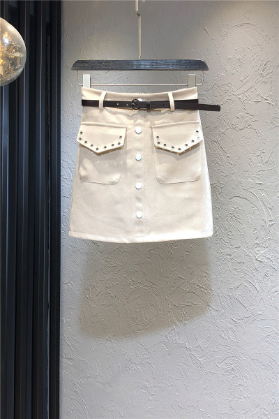 Sieviešu ikdienas svārki ar augstu vidukli, pogām un kabatu